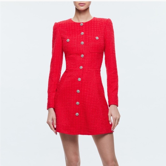 Alice + Olivia Dresses & Skirts - Alice+ Olivia Shiloh Long sleeve Tweed Minidress NWT